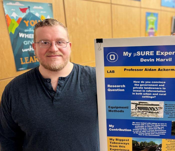 Devin Harvil is completing his OCC degree this May, 10 years after he graduated from Nottingham High School. He plans to transfer to SUNY Oswego and major in Meteorology.