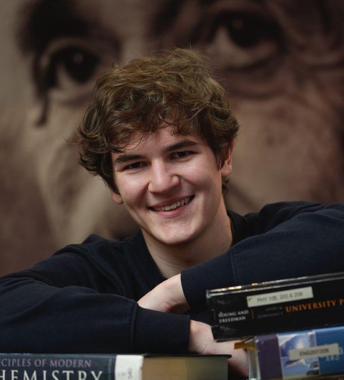 Isaac Bennett is pictured in the Learning Center where he tutors fellow students in Chemistry, Physics, and Math. He's graduating next month with his Engineering Science degree and continuing his education at a four-year school.