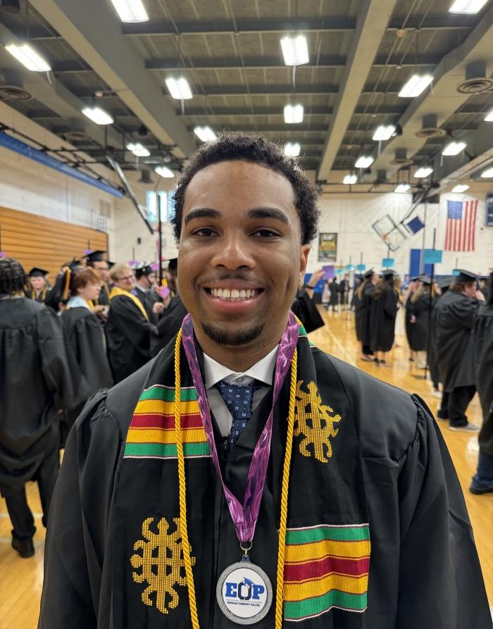 Jamaal Reid came to OCC from New York City. Last Saturday he became the first member of his family to earn a college degree.