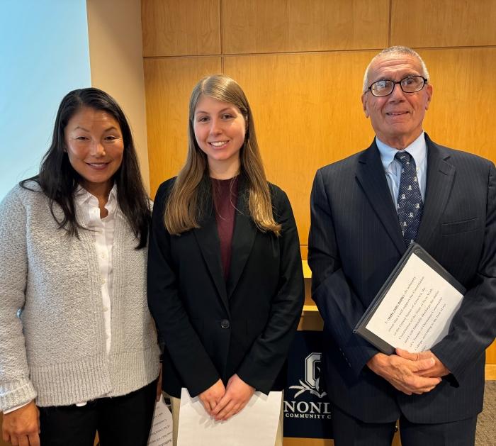 OCC's Board of Trustees welcomed two new members at its September 24 meeting. Left to right: new Trustee Kathryn &quot;Kasey&quot; Crockett, new Student Trustee Alicia Oberlender, and Board Chair John Sindoni.Chair John Sindoni (right) welcomed two n