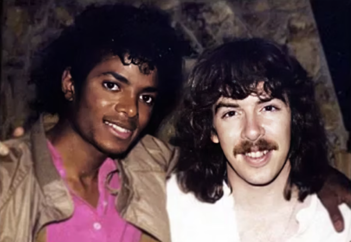 OCC Alumnus Matt Forger (right) is pictured with Michael Jackson (left) during the making of the album &quot;Thriller.&quot; Forger returned to campus March 5 to share his stories with students and offer career advice.