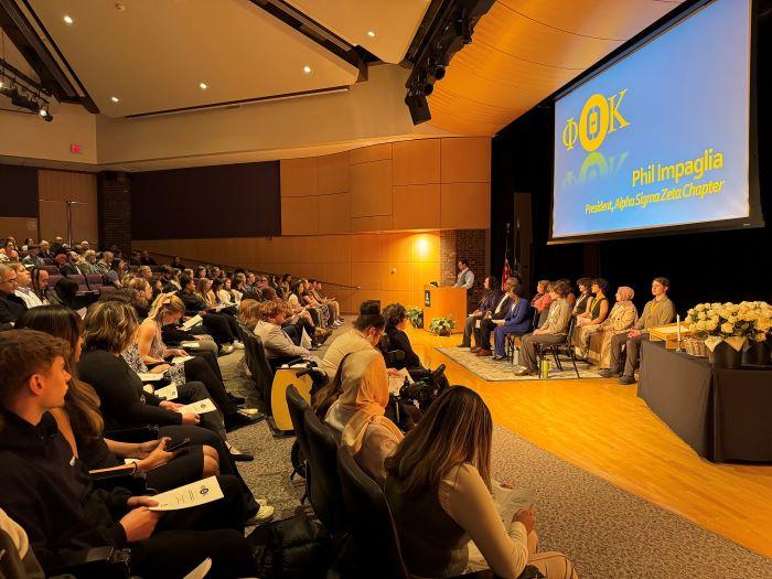 Onondaga Community College's chapter of the Phi Theta Kappa Honor Society welcomed new students during its spring induction ceremony in Storer Auditorium.