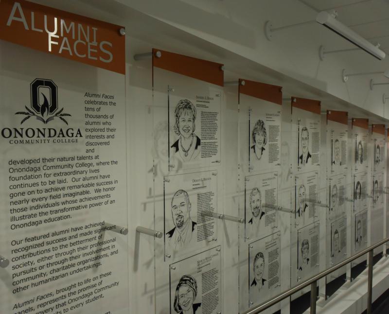 The Alumni Faces display in the Academic II building.