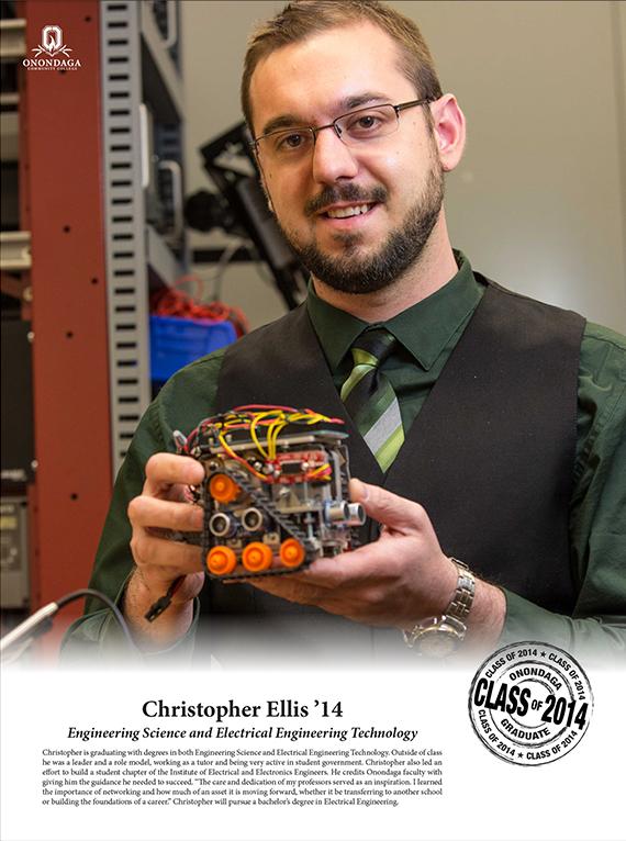 When Christopher Ellis earned his degree in 2014 his story was highlighted in a poster at the commencement ceremony.