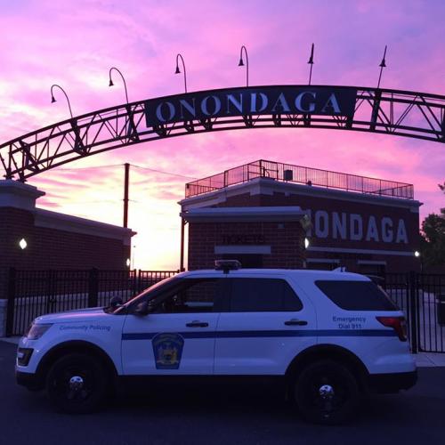 A patrol car at sunset 