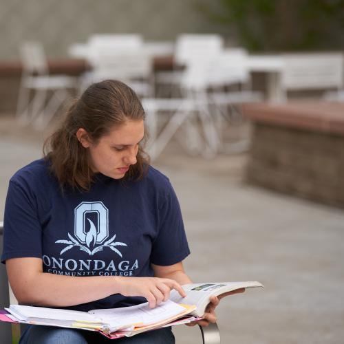 Student Studying on the Quad 