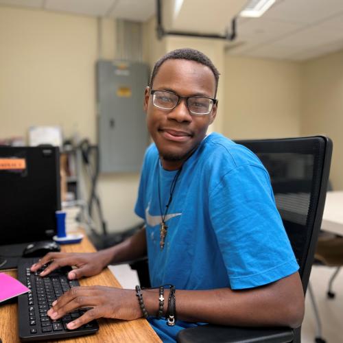 George Jackson is getting used to the college experience while taking part in the Educational Opportunity Program's Residential Pre-Freshman Summer Institute.