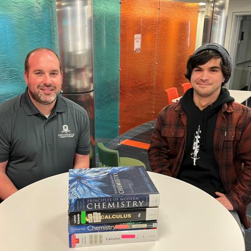 Students can take part in workshops and receive free tutoring through the Learning Center 7 days a week! Pictured are (left to right) Learning Center Director Ted Mathews and student Nick Chai who tutors Chemistry and Calculus there.