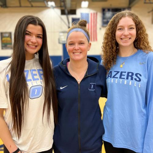 The OCC Women's Basketball team is beginning the second half of the season with the goal of getting back to the national tournament. Pictured are (left to right) Bella Commesso, Head Coach Kelly Seibt, and Hannah Durand.
