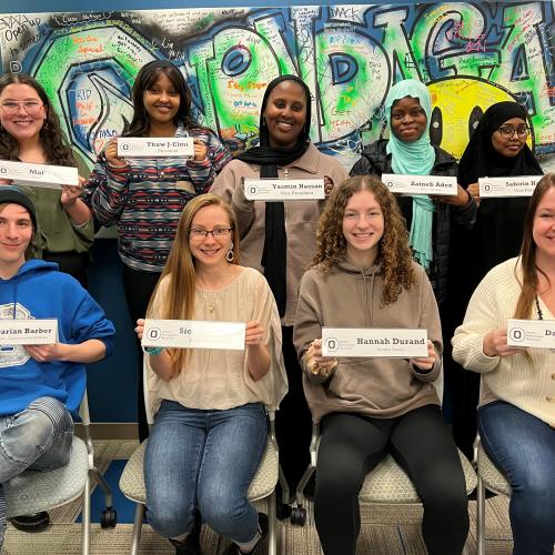 The Student Government Officers for this semester are (front row, left to right) Darian Barber, Siobhan Young, Hannah Durand, Danielle Lambert, (back row, left to right) Molly Upah, Thuw J-Elmi, Yasmin Hassan, Zaineb Aden, and Sabirin Hassan.