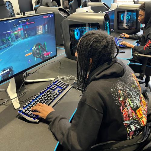 OCC Esports team members Naquise Williams (left) and Dion Spaights (right) are both graduates of PSLA at Fowler. They are among the more than 70 student athletes on OCC's Esports team.