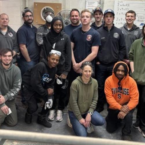 Students, faculty, and staff in the School of Technology, Engineering & Computing participated in community service, building beds for children.