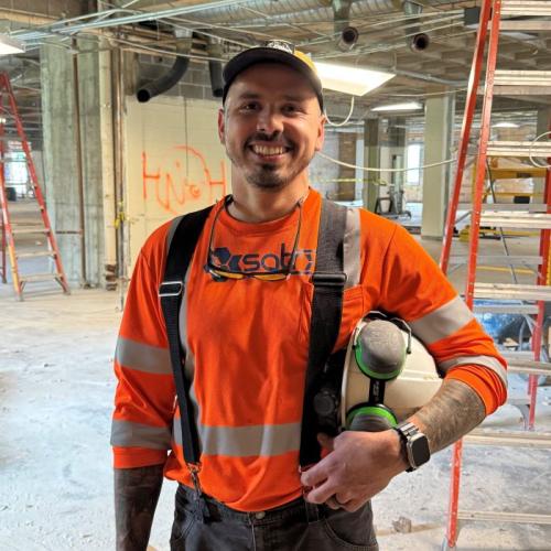 Nick Kolbasook is a 31-year-old Electromechanical Technology major at Onondaga Community College. This summer he's working on the demolition of the first floor of Ferrante Hall.
