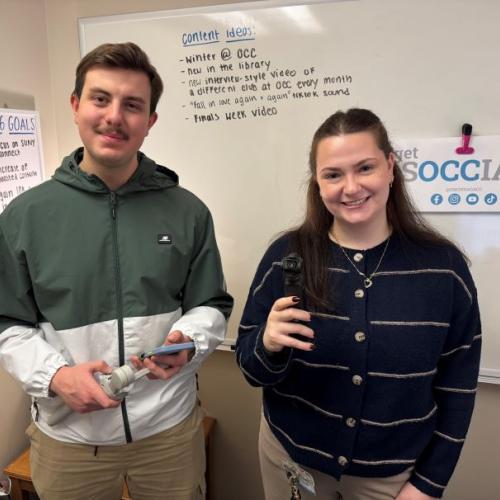 OCC Social Media Intern Patrick Marek (left) and Digital Media and Content Specialist Caroline Mooney (right) are looking to add a new Student Intern in the spring semester.