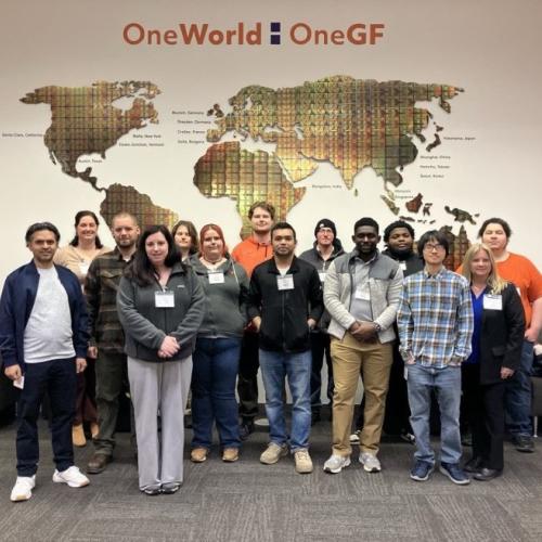 Onondaga Community College students gaining valuable experience during a paid internship with NY CREATES pose for a group photo.