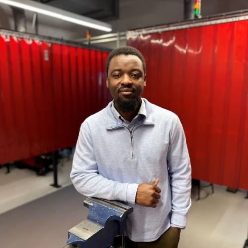 Hassan Musa is a Student Success Navigator in the School of Technology, Engineering & Computing. He's pictured in the Welding Lab in the Whitney Applied Technology Center.