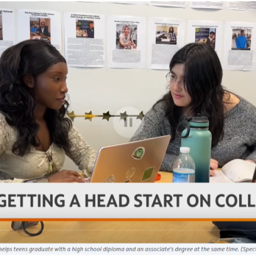 Kyuana Willliams (left) and Samara Hurtado (right) were recently profiled in a Spectrum News story for completing their high school diploma and OCC degree this spring. (Courtesy Spectrum News)