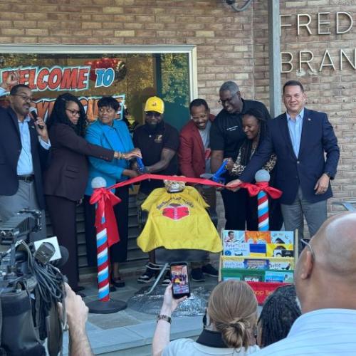 A ribbon cutting ceremony at the Betts Branch Library on Salina Street celebrated the arrival of Barbershop Books in Syracuse.