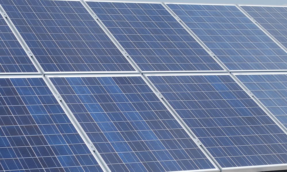 OCC's solar array is located on the roof of the Whitney Applied Technology Center. solar panels