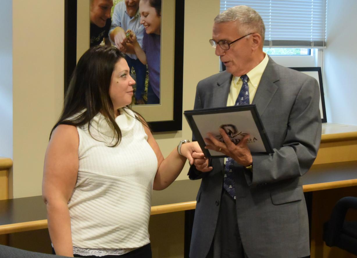 photo of Student Trustee Dawn Penson being sworn-in. photo of Student Trustee Dawn Penson being sworn-in