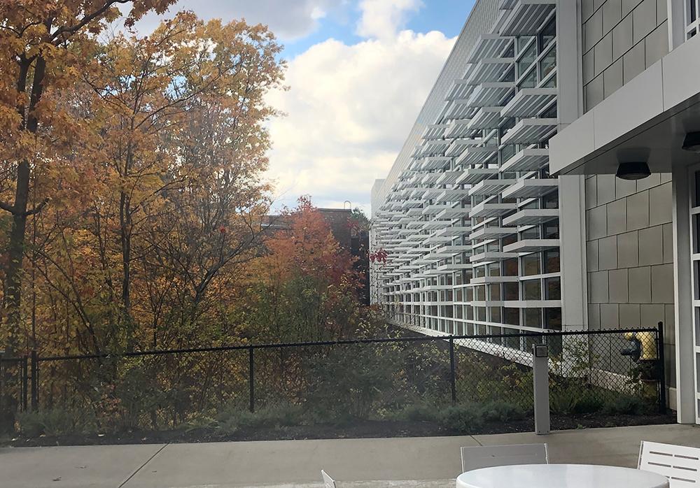 Academic II side shot over the Gorge with Fall Colors