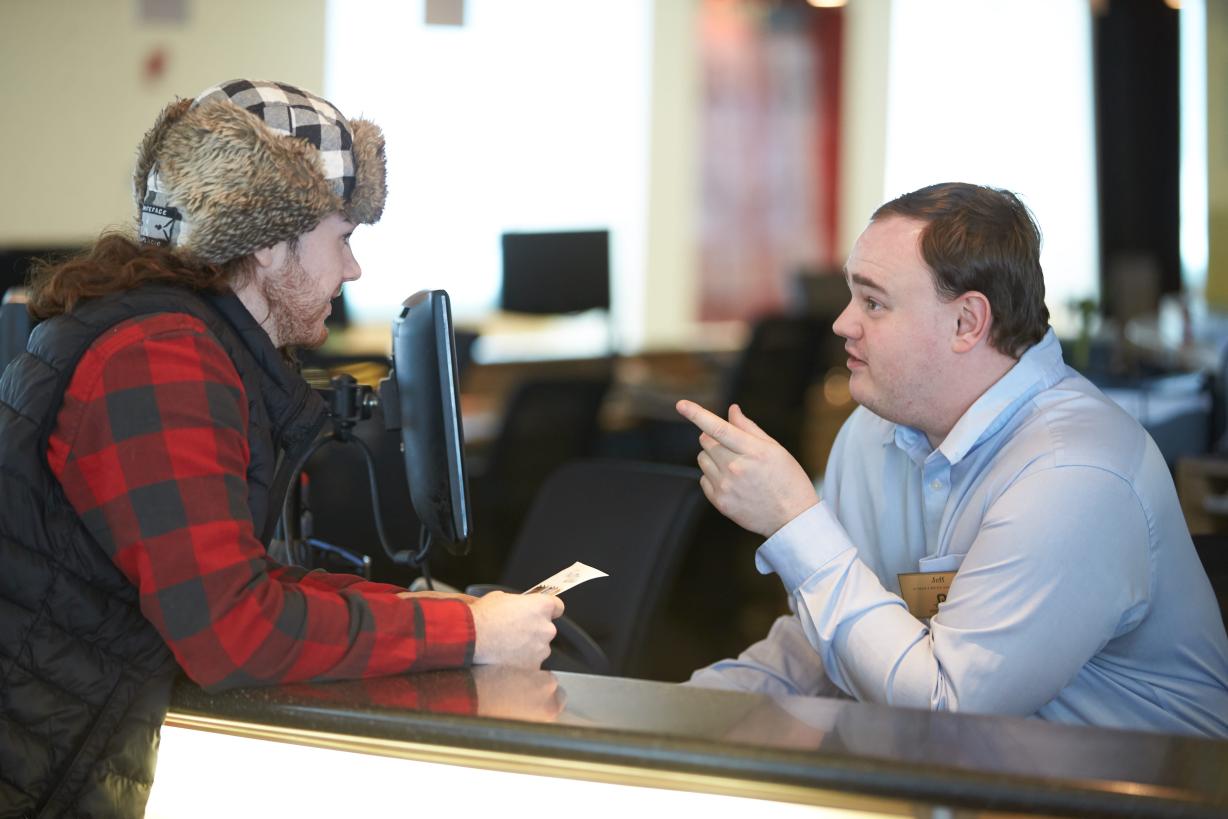 Employee &amp; Student chatting