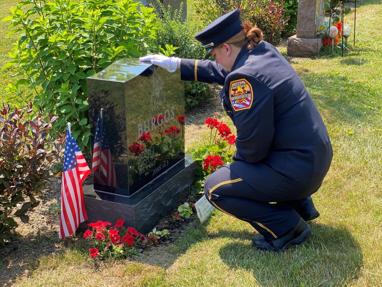 When Kiersten Spears achieves a milestone in her life, she visits the headstone of Dennis Burgos. "He made an impact on me that will continue. I don't think I will ever let go." When Kiersten Spears achieves a milestone in her life, she visits the headstone of Dennis Burgos. "He made an impact on me that will continue. I don't think I will ever let go."