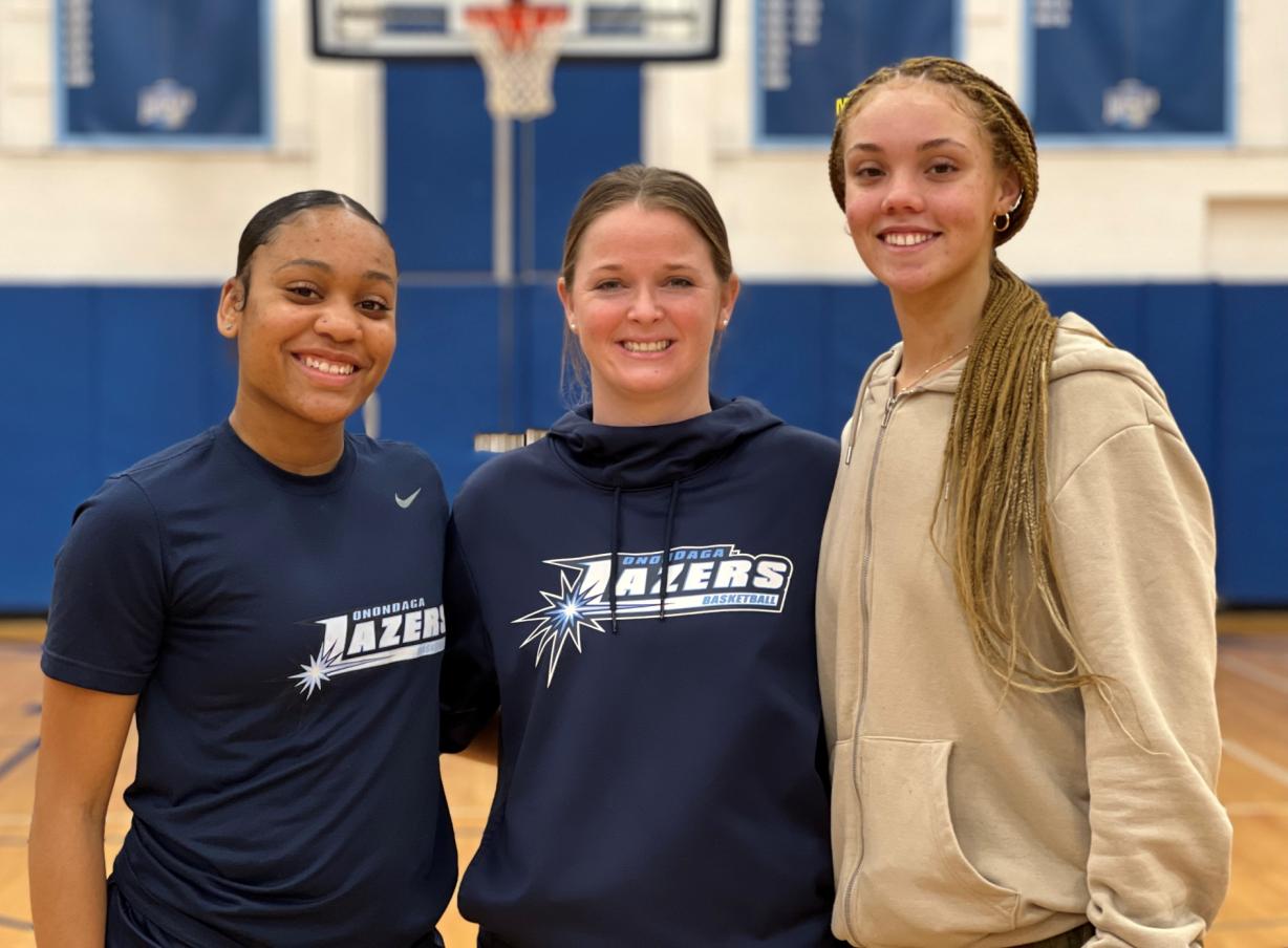 Leading the Lazers into the post-season are (left to right) Avianna Baker (Onondaga High School), head Coach Kelly Grinnell-Seibt, and Raychel Underwood (East Syracuse Minoa High School). Leading the Lazers into the post-season are (left to right) Avianna Baker (Onondaga High School), head Coach Kelly Grinnell-Seibt, and Raychel Underwood (East Syracuse Minoa High School).