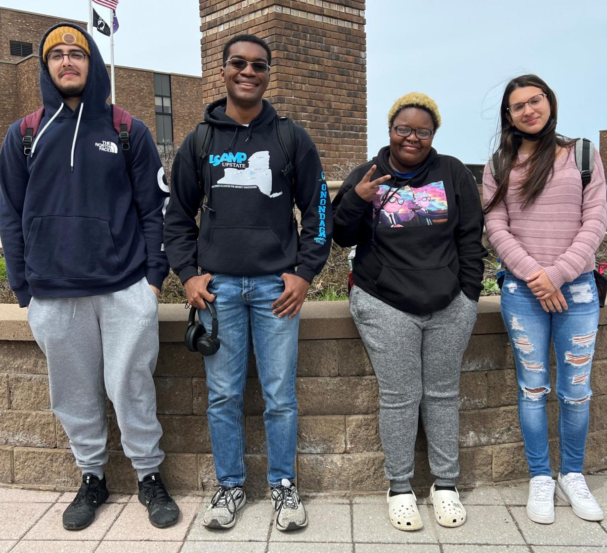 OCC students participating in the Bridges to Baccalaureate summer program at SUNY Binghamton include (left to right) Mohammedulameen Fakhri, Tim Brown, Jamiya Chandler, and Maria Garcia Guntin.