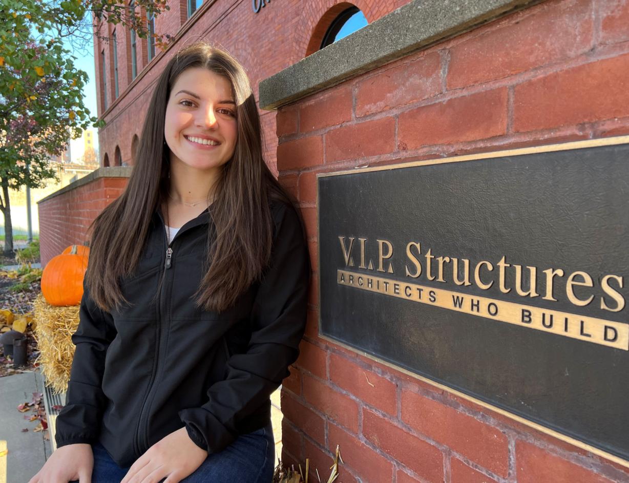 Kenna Maring '22 is a Project Technician at VIP Structures who is pursuing her bachelor's degree at SUNY-ESF. She got her start at VIP Structures as a job shadow. Kenna Maring '22 is a Project Technician at VIP Structures who is pursuing her bachelor's degree at SUNY-ESF. She got her start at VIP Structures as a job shadow.