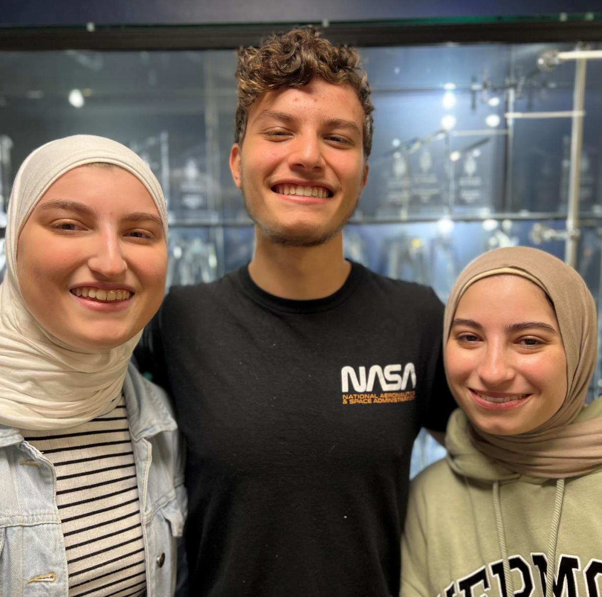 Yasmine (left), Mohamad (center), and Farah (right) Chatila are triplets who came to the United States from Lebanon less than a year ago. Last month they were all inducted into the Phi Theta Kappa Honor Society. Yasmine (left), Mohamad (center), and Farah (right) Chatila are triplets who came to the United States from Lebanon less than a year ago. Last month they were all inducted into the Phi Theta Kappa Honor Society.