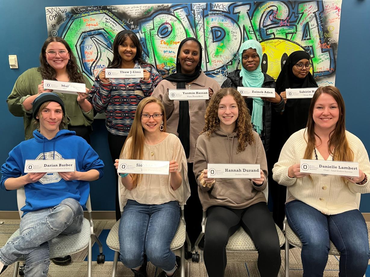 The Student Government Officers for this semester are (front row, left to right) Darian Barber, Siobhan Young, Hannah Durand, Danielle Lambert, (back row, left to right) Molly Upah, Thuw J-Elmi, Yasmin Hassan, Zaineb Aden, and Sabirin Hassan. The Student Government Officers for this semester are (front row, left to right) Darian Barber, Siobhan Young, Hannah Durand, Danielle Lambert, (back row, left to right) Molly Upah, Thuw J-Elmi, Yasmin Hassan, Zaineb Aden, and Sabirin Hassan.