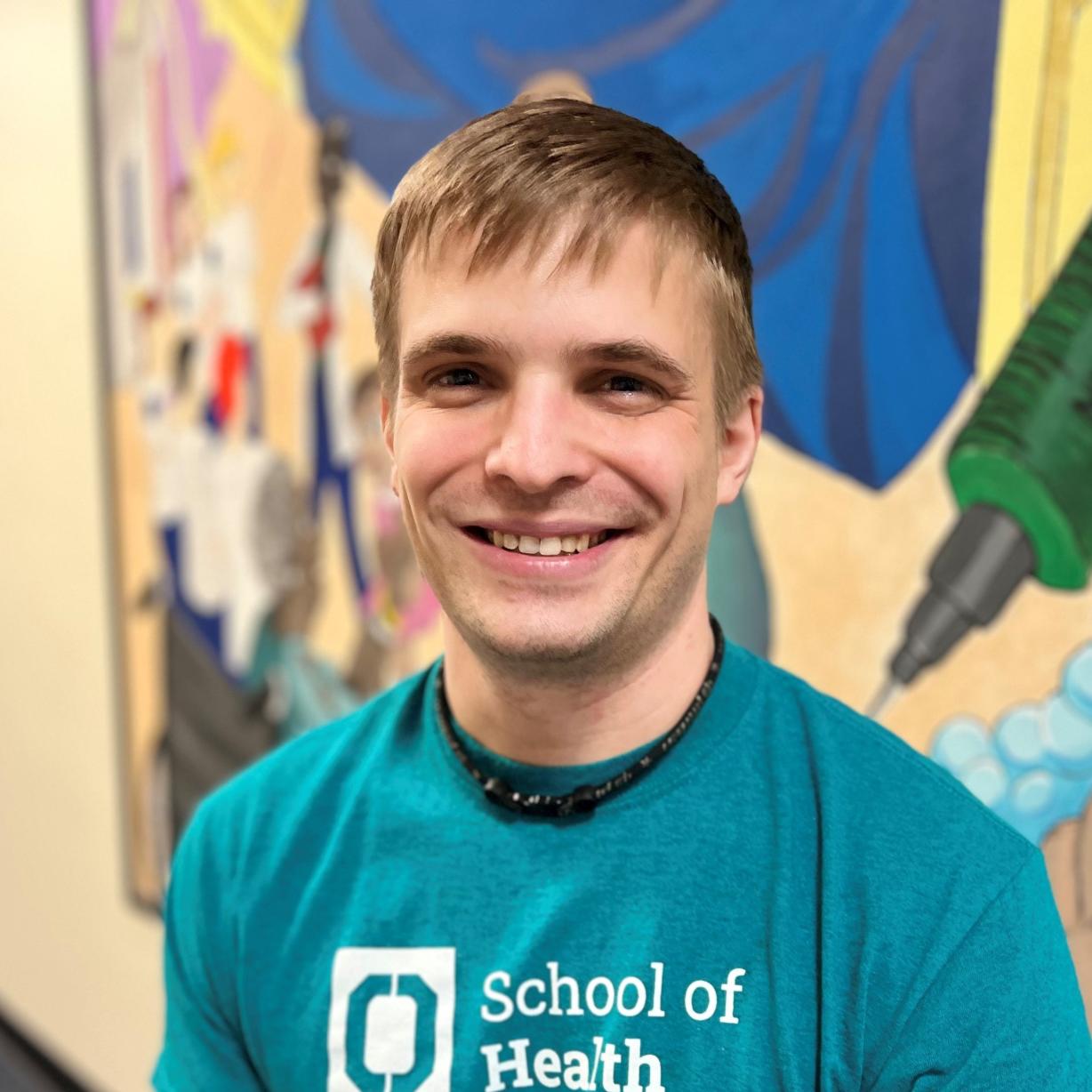 Maxwell Sheer is a 34 year old student in the Nursing program. He'll complete his degree in May. Maxwell Sheer is a 34 year old student in the Nursing program. He'll complete his degree in May.