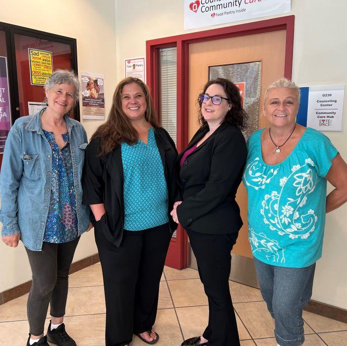 The talented professionals at the Counseling & Community Care Hub include (left to right) Meantl Health Counselor Donna Lucente, Assistant Director Erin Day, Director Erica Sheets, and Office Coordinator Kimber Gadaleta. The talented professionals at the Counseling & Community Care Hub include (left to right) Meantl Health Counselor Donna Lucente, Assistant Director Erin Day, Director Erica Sheets, and Office Coordinator Kimber Gadaleta.