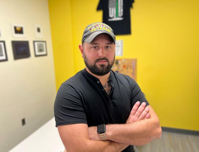 Anthony Lisi is a Student Veteran at OCC, working toward his career goal of becoming an X-ray Technician. He's pictured in the College's Office of Veterans and Military Services where he is a Workstudy student. Anthony Lisi is a Student Veteran at OCC, working toward his career goal of becoming an X-ray Technician. He's pictured in the College's Office of Veterans and Military Services where he is a Workstudy student.