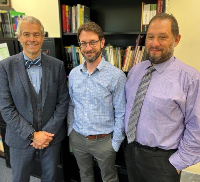 Dean Michael O'Connor (left), Dr. Matt DelConte (center), and Dr. Malkiel Choseed (right) will be presented with a prestigeous national award for the significant changes they led in how reading and writing are taught on the Onondaga Community College campus.