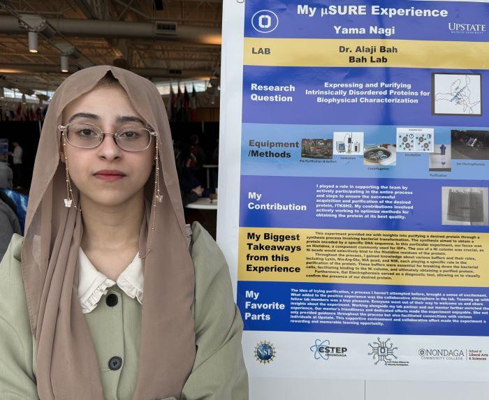 Yama Nagi conducted research at SUNY Upstate Medical University as part of the uSURE Science Undergraduate Research Experience. She will be attending Upstate in the fall. Yama Nagi conducted research at SUNY Upstate Medical University as part of the uSURE Science Undergraduate Research Experience. She will be attending Upstate in the fall.