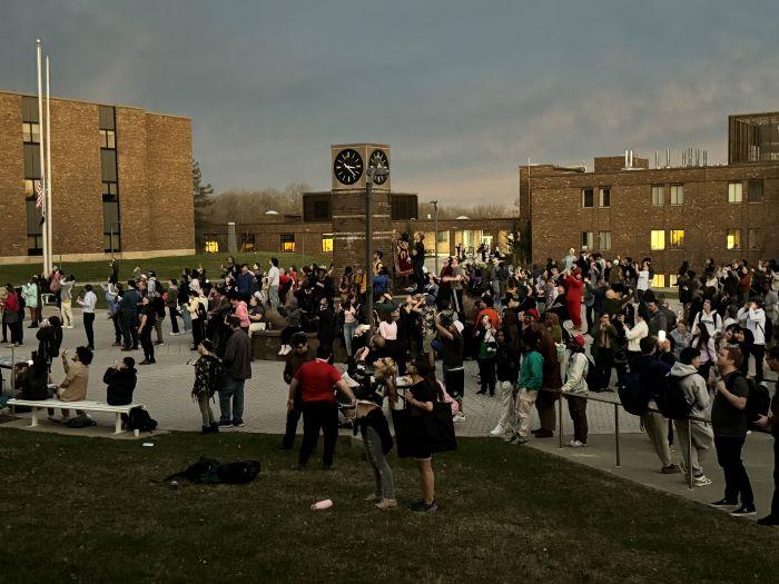The Onondaga Community College campus was temporarily plunged into darkness during the solar eclipse. The Onondaga Community College campus was temporarily plunged into darkness during the solar eclipse.
