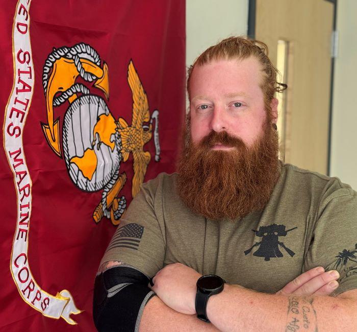 Jake Blackwelder will complete his Human Services degree in December. He plans to help fellow Veterans like himself who experienced trauma while serving. Jake Blackwelder will complete his Human Services degree in December. He plans to help fellow Veterans like himself who experienced trauma while serving.