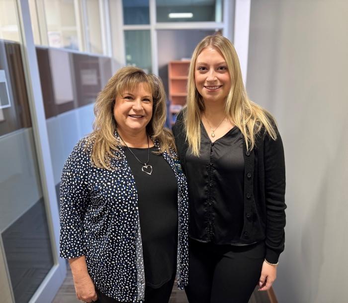 SUNY Oswego student Gracey Trabold's (right) internship with Kellie Greene (left) of the North Central Small Business Development Center went so well, she's decided to pursue a career in marketing.