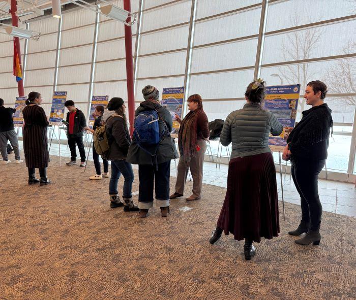 Students discussed their research experiences during the USURE Winter Symposium in the Gordon Student Center Great Room.