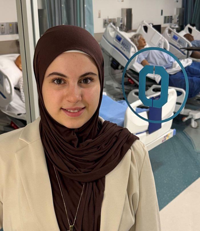 Bilsan Aldaher is a Mathematics &amp; Science major who will complete her degree in December, then continue her education at Le Moyne College. Her goal is to become a Physicians Assistant. She's pictured in Onondaga Community College's Simulated Patient lab in Ferrante Hall.