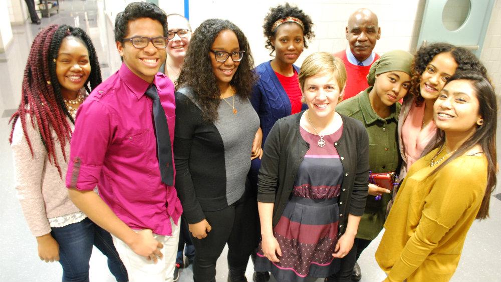 Dr. Deidre Hunter (center right) with some OCC CSTEP students and Program Director, Drake Harrison (back right)