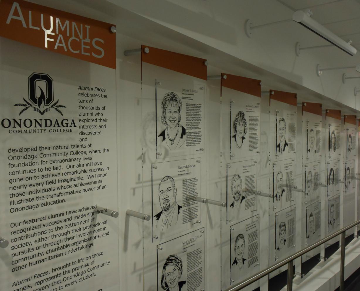 The Alumni Faces display in the Academic II building.