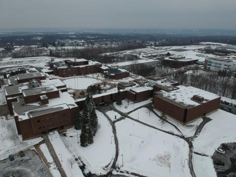 Aerial Shot of Campus during Winter 