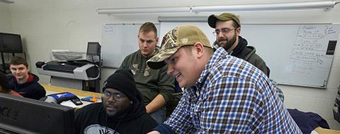 Students in the advanced manufacturing certificate lab 