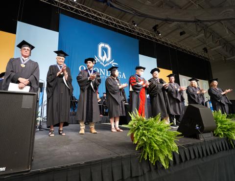 The 2022 employee SUNY Chancellor's Award winners were recognized on stage during Commencement.
