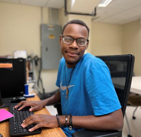 George Jackson is getting used to the college experience while taking part in the Educational Opportunity Program's Residential Pre-Freshman Summer Institute.