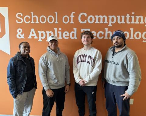 OCC Students (left to right) Ericka Ruffin, RJ Tinsley, Hunter Garrett, and Kah-Lelle Akins have been selected for paid internships at Micron in Boise, Idaho this summer.